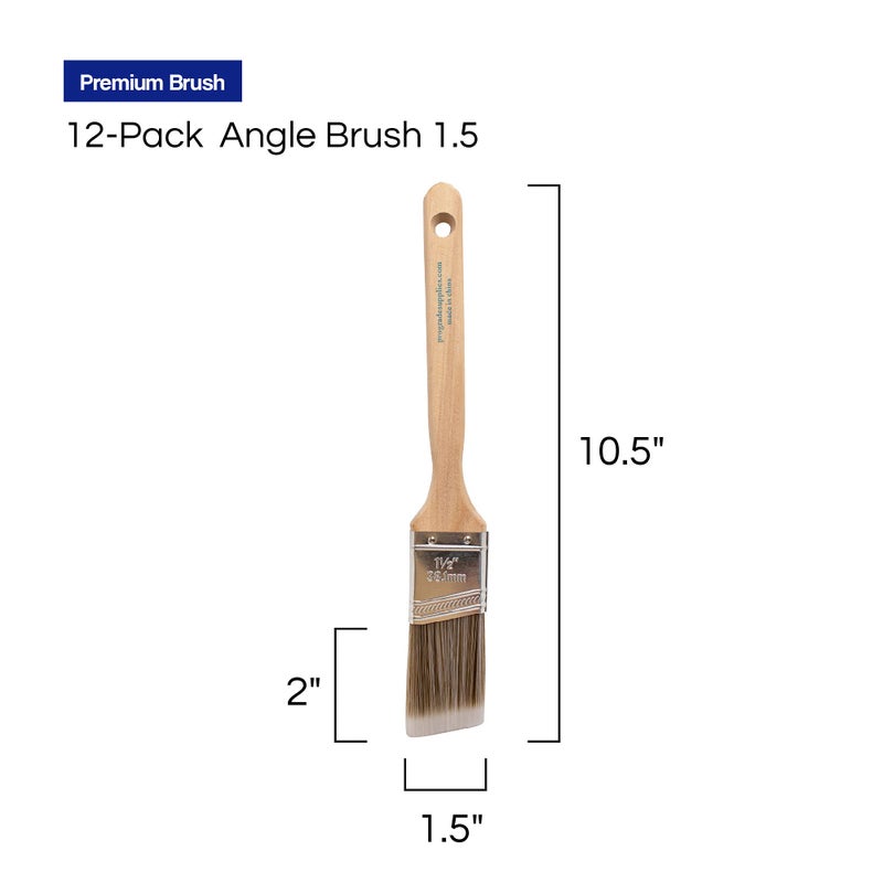 Pro-Grade Pro Grade - Paint Brushes - 12Ea 1.5" Angle Brushes - Image 4